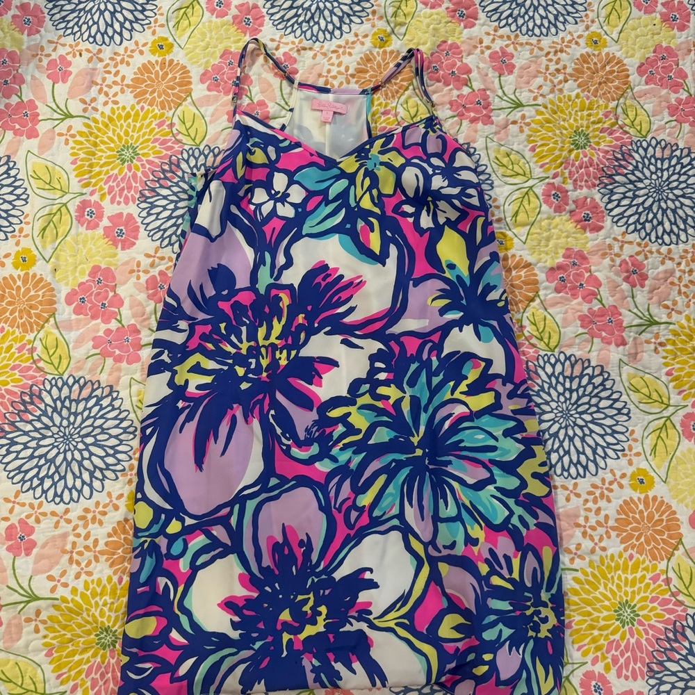 Lilly Pulitzer Neon Floral Mini Dress in Blue, Pink, Purple, Yellow, Green